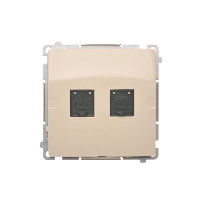 RJ45 cat.6 double computer socket beige