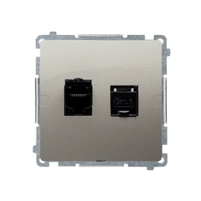 RJ45 computer socket cat. 6 double shielded metallic satin