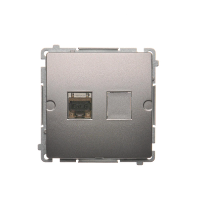 RJ45 computer socket cat. 6 single shielded inox metallic