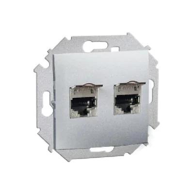 RJ45 computer socket, double shielded cat. 5e with anti-dust cover (module) aluminum (metallic)