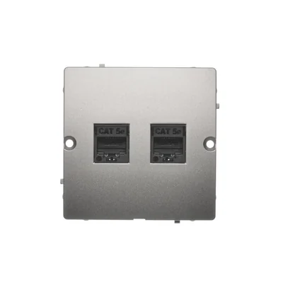 RJ45 dvojitá počítačová zásuvka 5e (modul) saténová (kovová)