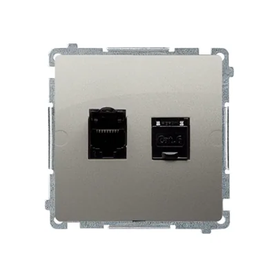 RJ45 kat. 6 počítačová zásuvka, dvojité stínění, saténová metalíza