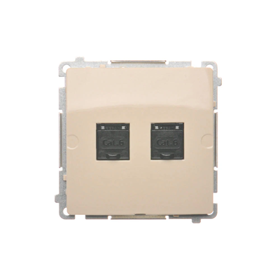 RJ45 Kat.6 Doppel-Computersteckdose beige