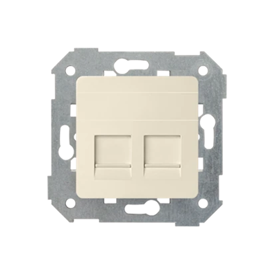 RJ45 socket cover 2 sockets with adapter and beige shutters