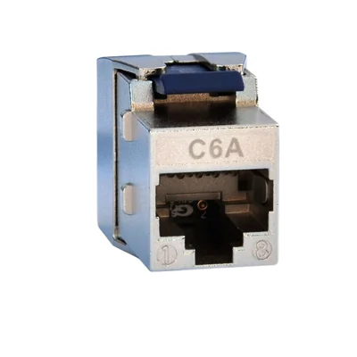 RJ45 socket STP 6A toolless slim shielded blue