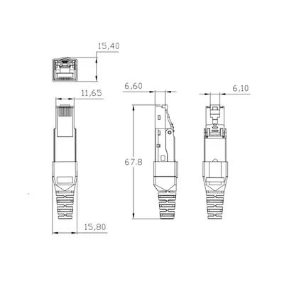 RJ45 STP-Stecker Kat. 6A PoE++, MPTL, werkzeuglos ALANTEC