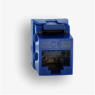 RJ45 UTP category 6 keystone tool-free slim blue socket