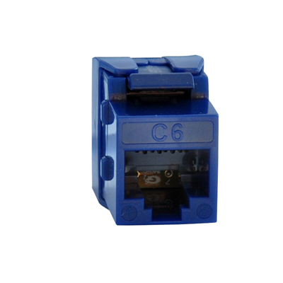 RJ45 UTP category 6 keystone tool-free slim blue socket