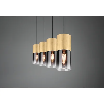 ROBIN Hanging lamp, quadruple slat, brass mat