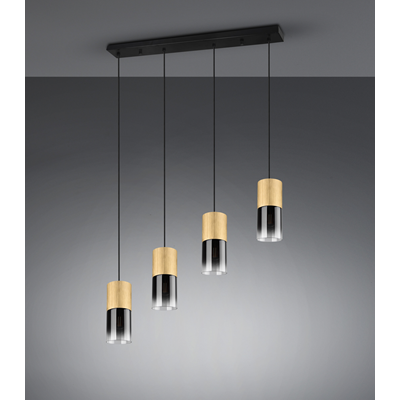 ROBIN Hanging lamp, quadruple slat, brass mat