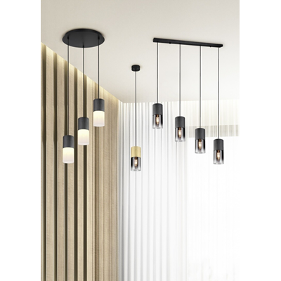 ROBIN Hanging lamp, quadruple slat, brass mat