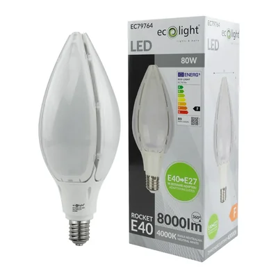 Rocket E40 80W 4000K 8000lm E-40->E-27 IP65