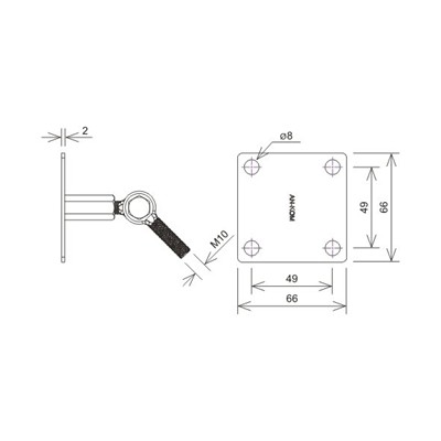 Rod holder 2 plates with articulated connector, hot-dip galvanized