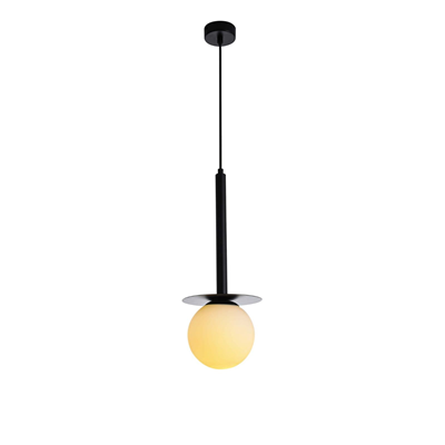 ROMA E14 IP20 hanging lamp, black with a white lampshade