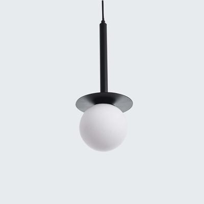 ROMA E14 IP20 hanging lamp, black with a white lampshade