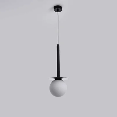 ROMA Lampada a sospensione E14 IP20 nera con paralume bianco