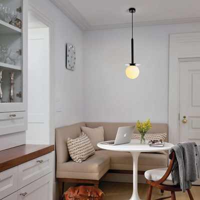 ROMA Lampe à suspension E14 IP20 noire avec abat-jour blanc