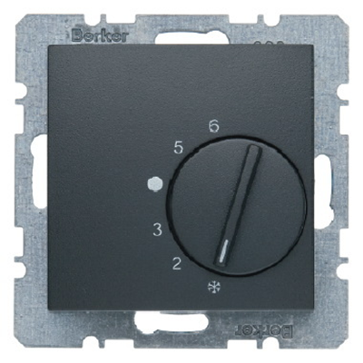 Room temperature controller with changeover contact and central element anthracite