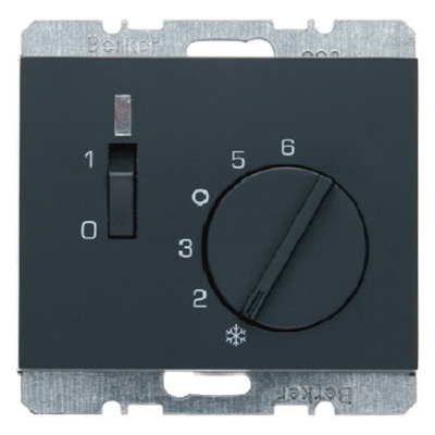 Room temperature controller with make contact, central element, switch and diode 5-30 °C 230V - Anthracite matt