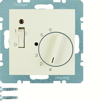 Room temperature controller with NC contact, central element, switch and diode 5-30 °C 230V - Cream gloss