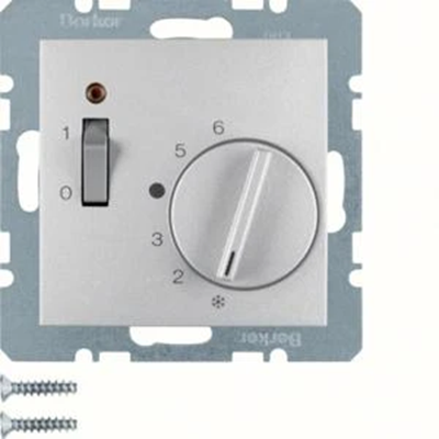 Room temperature controller with NO contact, central element and connector, alu