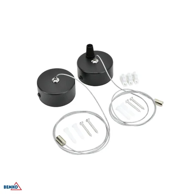 ROSETTO ROTONDO NERO PER SOFFITTO CON CAVO DA 1 M