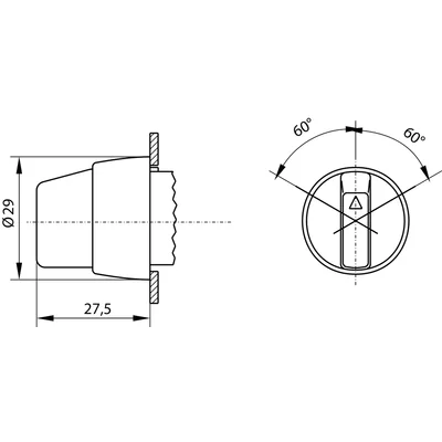 Rotary drive with a tongue, three-position yellow nickel-plated