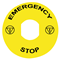 Round label, diam. 90- Yellow Background "Emergency Switch"