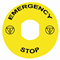 Round label, diam. 90- Yellow Background "Emergency Switch"