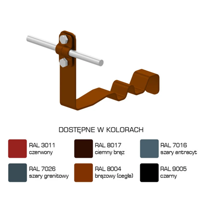 Rovný profilovaný držák střešních tašek, vzor šroubů 2, výška 10cm, lakovaný