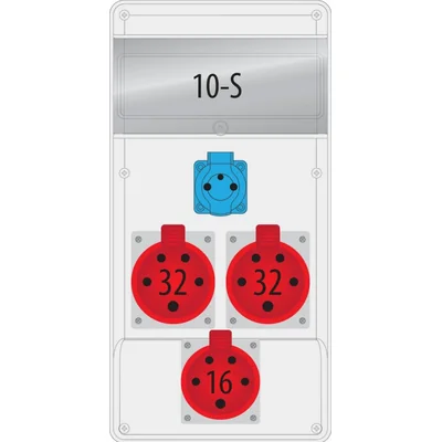 Rozdzielnica R-BOX SLIMBR 10S: 2x32A/5P, 1x16A/5P, 1x250V, 400V, IP44