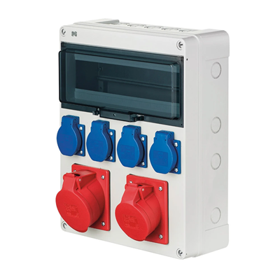Rozdzielnica RS 13-MOD 4x2P+Z, 3P+N+Z 16A, 3P+N+Z 32A N/T IP44 szara