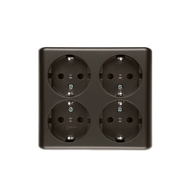 Розетка 4-кратна із заземленням типу Schuko з захистом контактів 16A 230V гвинтові клеми біла