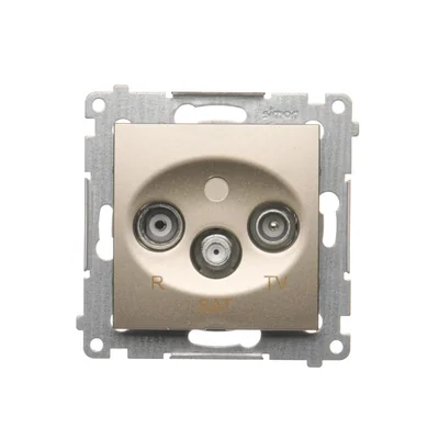 Розетка антени R-TV-SAT прохідна (модуль) золото (металік)