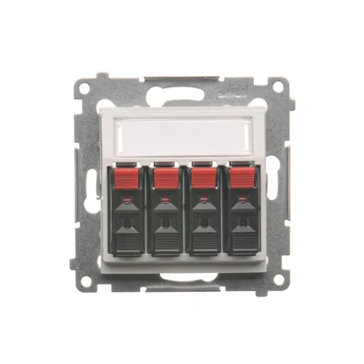 Розетка для динаміка 4-кратна з полем для опису (модуль) біла