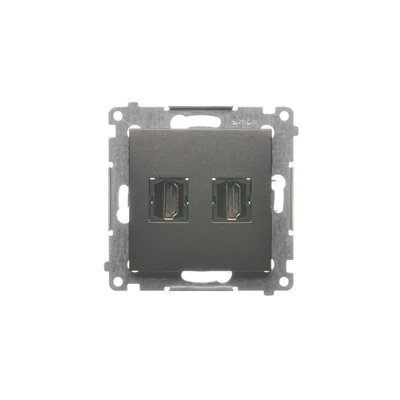Розетка HDMI подвійна (модуль) антрацит металік
