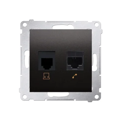 Розетка комп'ютерна RJ45 кат.5е + RJ12 (модуль) антрацит (металік)