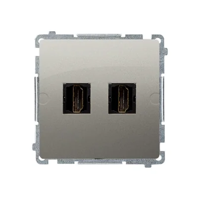 Розетка подвійна (модуль) HDMI сатин (металік)