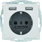 Розетка Q.x SCHUKO з USB-роз'ємом для зарядки 2,4 A; самоблокування; алюмінієвий оксамит