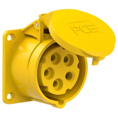 Розетка щитова пряма 16A 3P+Z+N 110V 50/60Hz 4h IP44, фланець 70X70, відстань між гвинтами 56X56