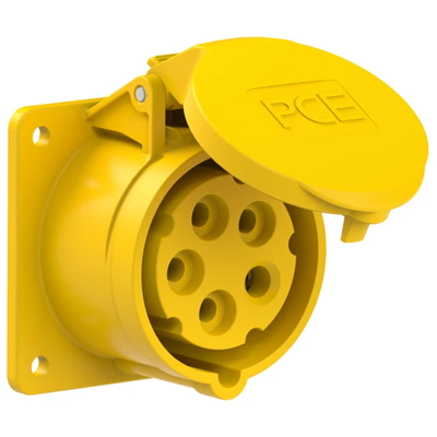 Розетка щитова пряма 16A 3P+Z+N 110V 50/60Hz 4h IP44, фланець 75X75, відстань між гвинтами 60X60