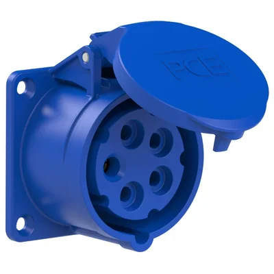 Розетка щитова пряма 16A 3P+Z+N 230V 50/60Hz 9h IP44, фланець 70X70, відстань між гвинтами 56X56