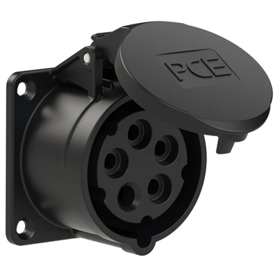 Розетка щитова пряма 16A 3P+Z+N 500V 50/60Hz 7h IP44, фланець 70X70, відстань між гвинтами 56X56