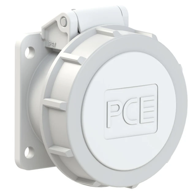Розетка щитова пряма 32A 2P 24/42V DC 10h IP66/67 (фланець 54X60, відстань між отворами 44X44), контакти нікельовані