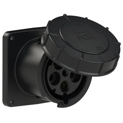 Розетка щитова пряма POWER TWIST 125A 3P+Z+N 400V 50/60Hz 6h IP66/67, фланець 120X120, відстань між гвинтами 100X100, серія MIDNIGHT