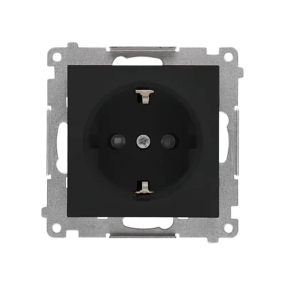 Розетка Simon 55 WMDW-021111-149 Schuko з кришками (модуль) 16 A, 250 V~, швидкі з'єднувачі; матово-чорна