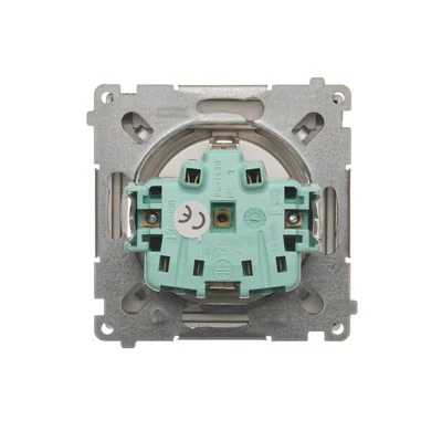 Розетка Simon Basic WMBW-53111x-H011 Schuko для версії IP44 з шторками (модуль) 16A, 250V~, гвинтові клеми; сатин. Прозора кришка.