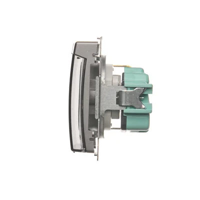 Розетка Simon Basic WMBW-53111x-J011 Schuko для версії IP44 з кришками (модуль) 16A, 250V~, гвинтові клеми; нержавіюча сталь. Прозора кришка.