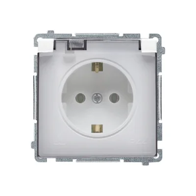 Розетка Simon Basic WMBW-73111x-1011 Schuko для версії IP44 (модуль) 16A, 250V~, гвинтові клеми; біла. Прозора кришка.