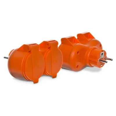 Rozgałęźnik podwójny 2x2P+Z 16A 250V IP 44 pomarańczowy